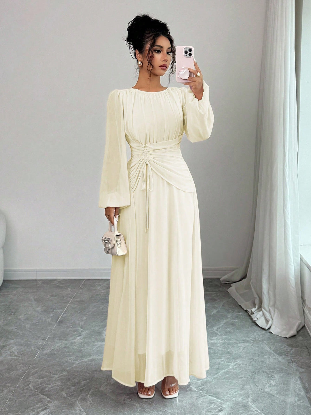 Rochie maxi SHEIN, crem