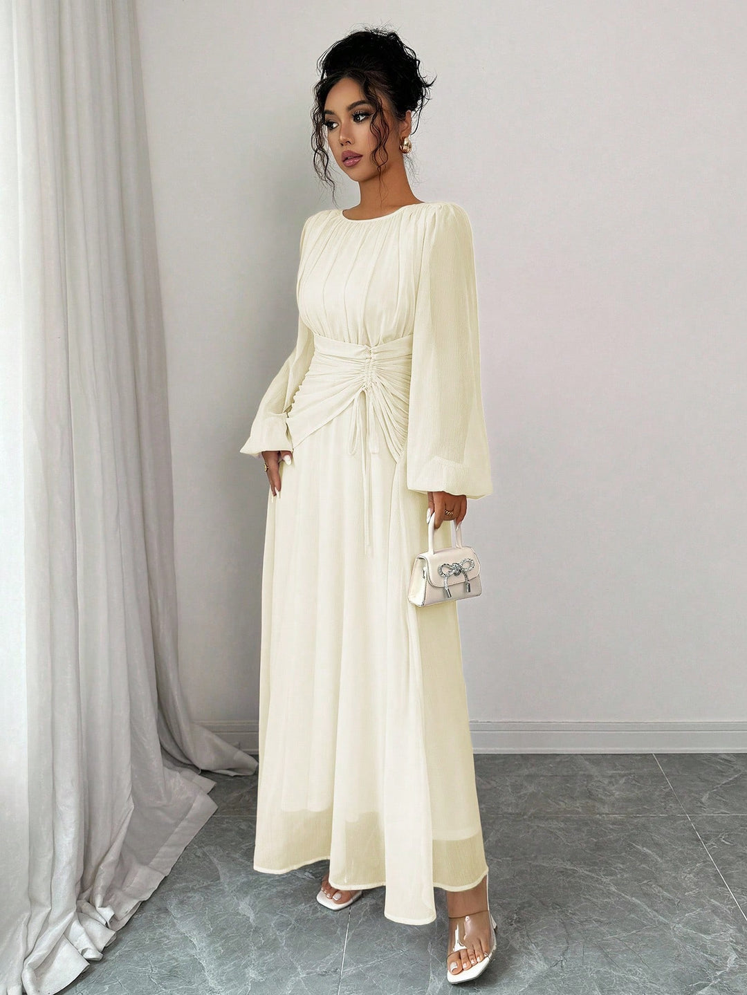 Rochie maxi SHEIN, crem