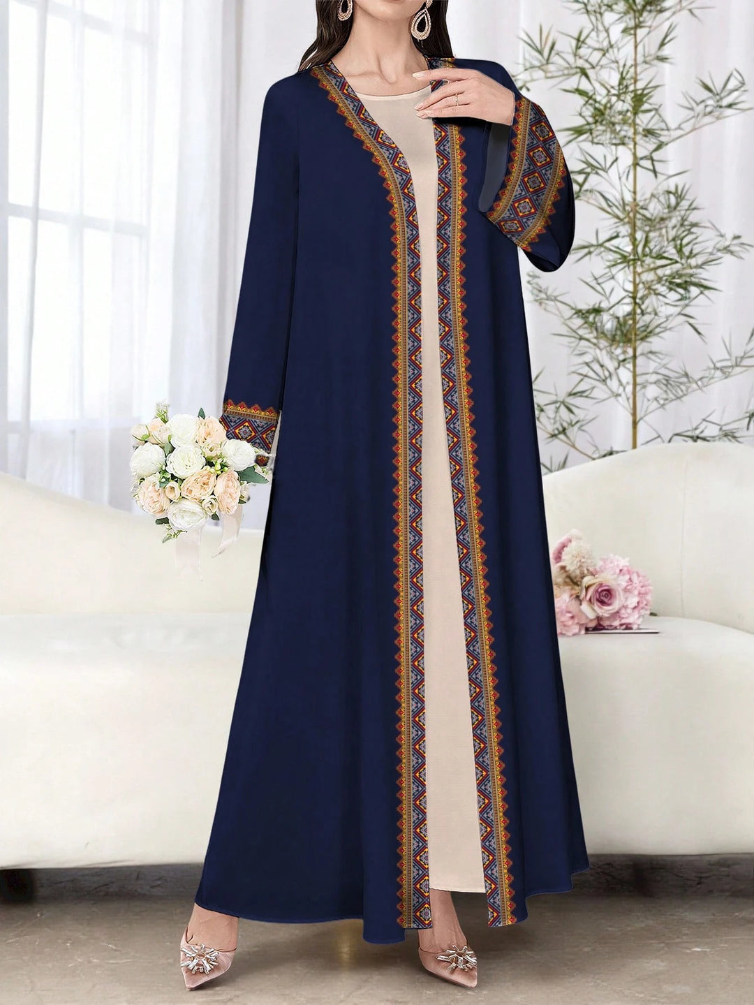 Cardigan lung Shein, albastru