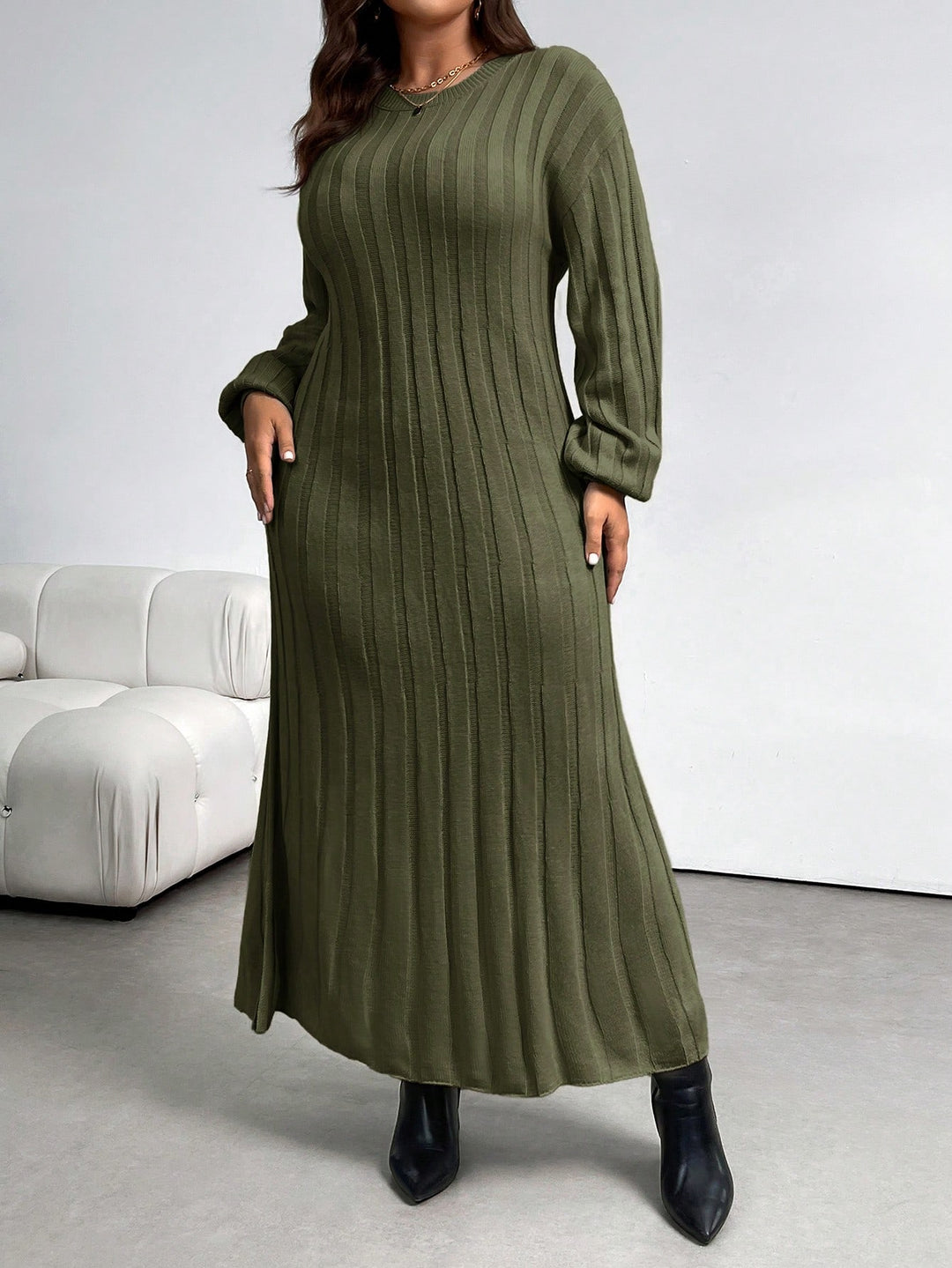 Rochie maxi SHEIN, kaki