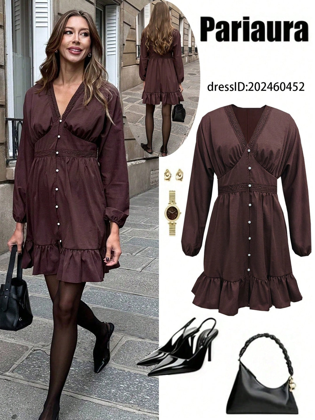Rochie scurtă SHEIN, maro