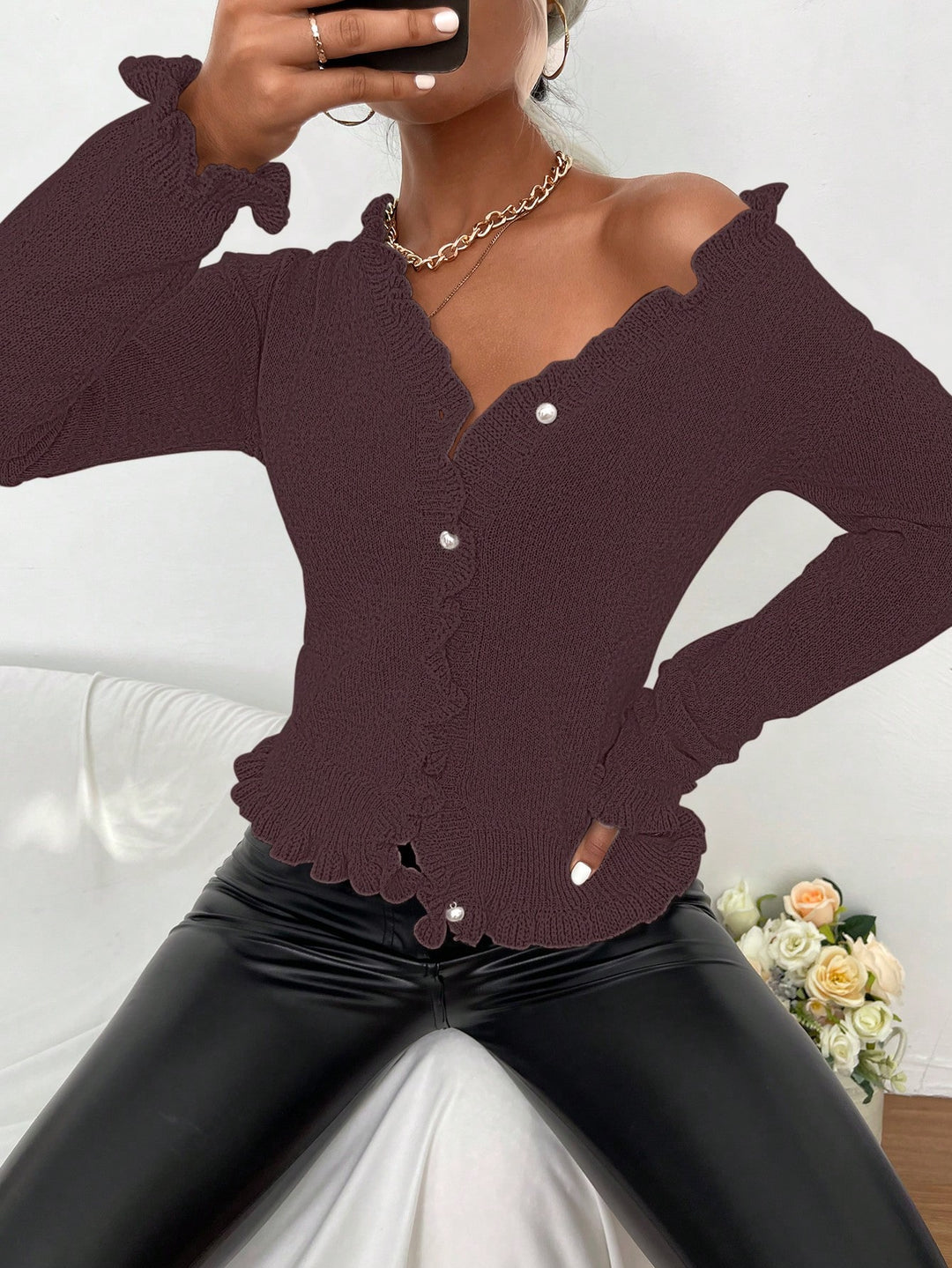 Cardigan SHEIN, maro