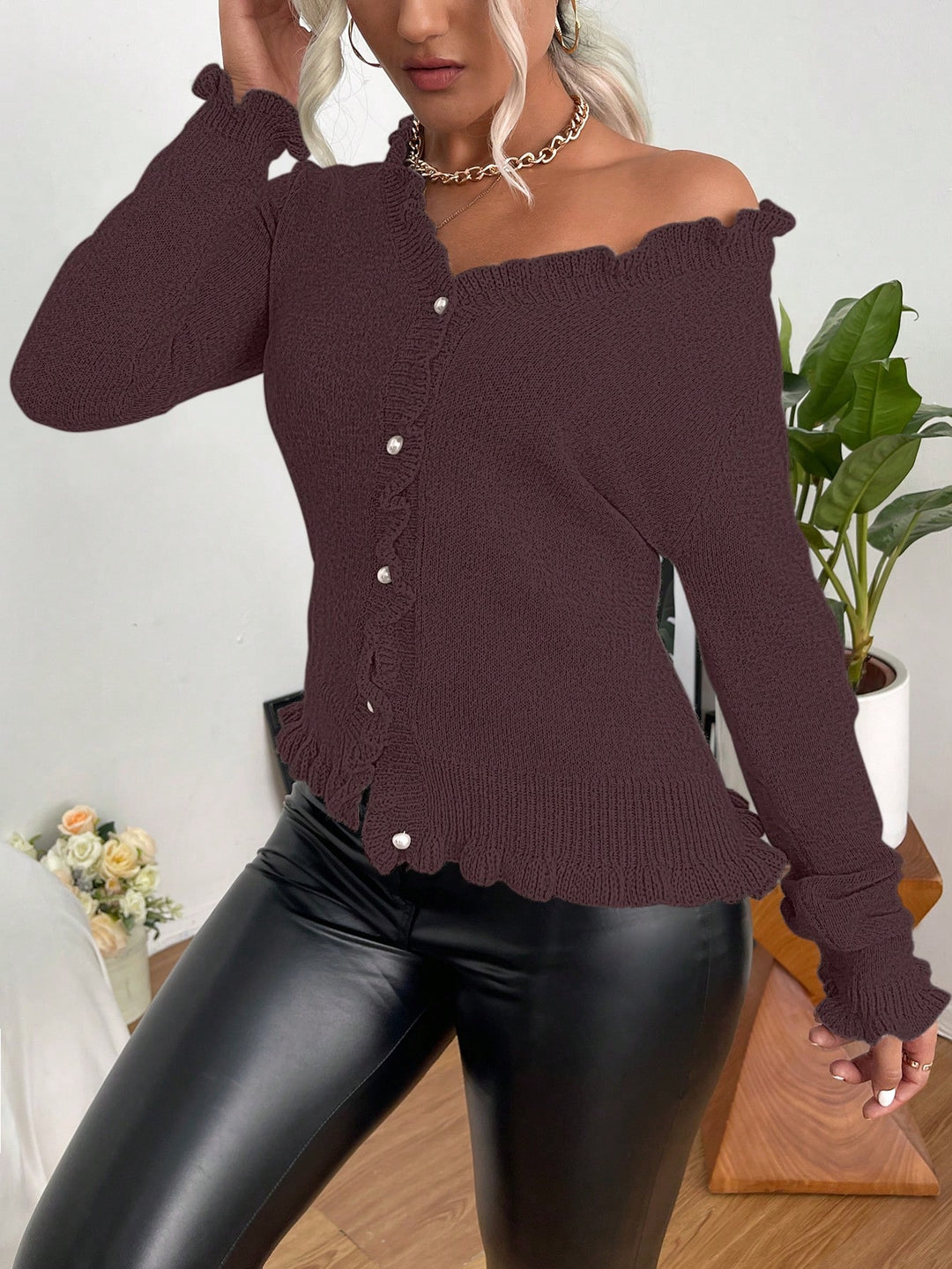 Cardigan SHEIN, maro