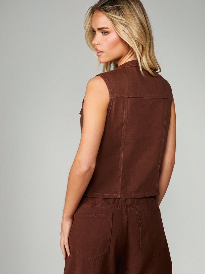 Top de blugi SHEIN, maro