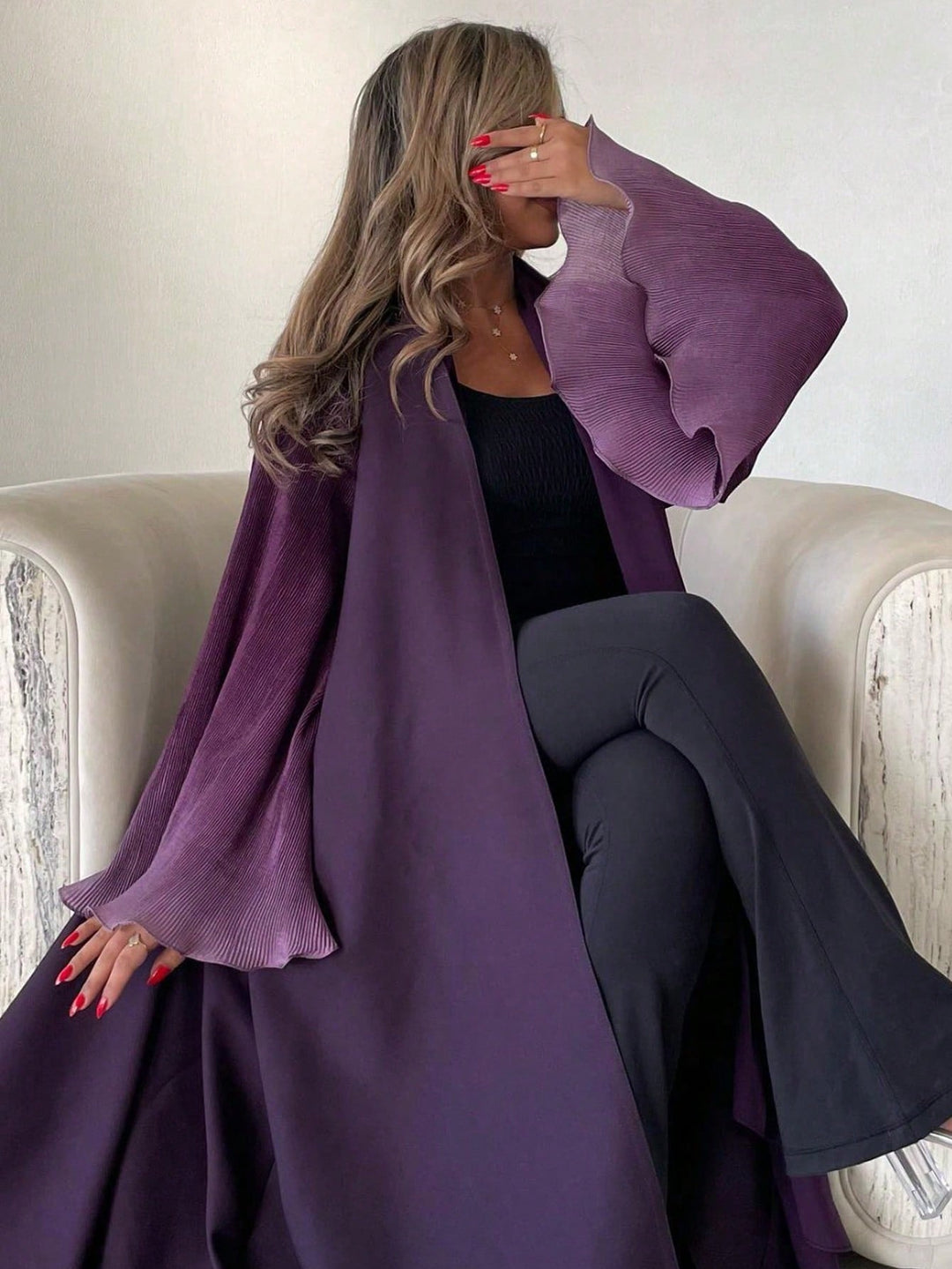 Set caftan și jalabiya SHEIN, mov