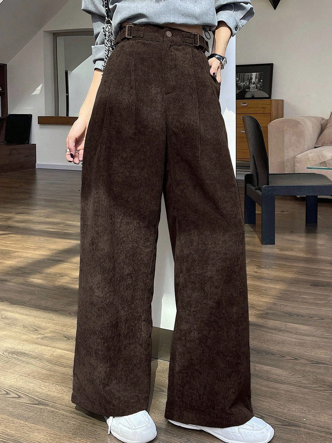 Pantaloni SHEIN, maro