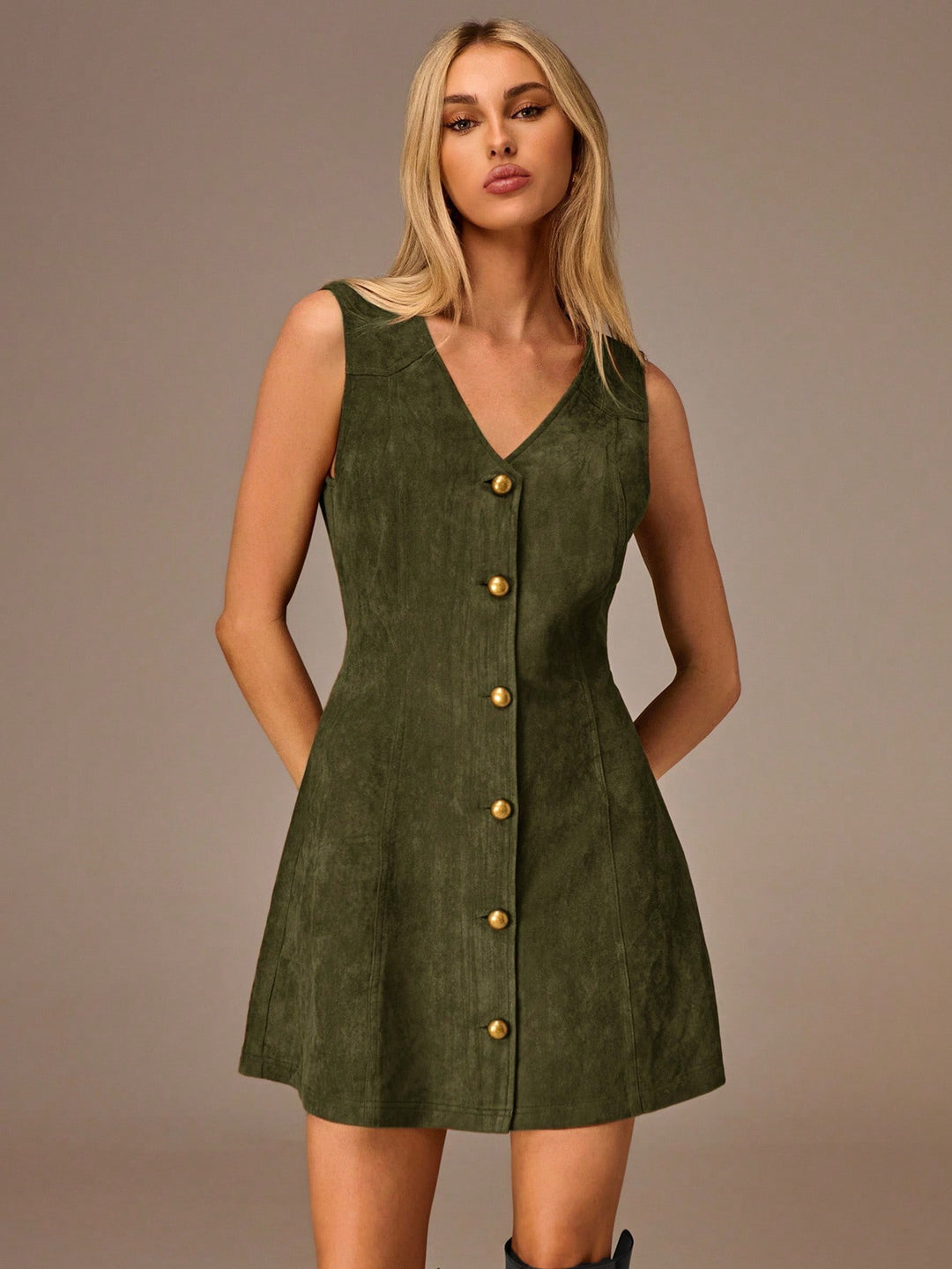 Rochie mini SHEIN, kaki