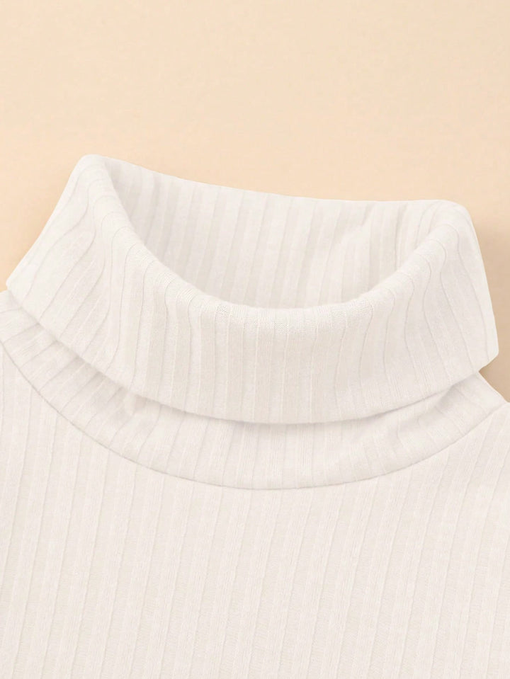 Tricou cu guler înalt SHEIN, alb