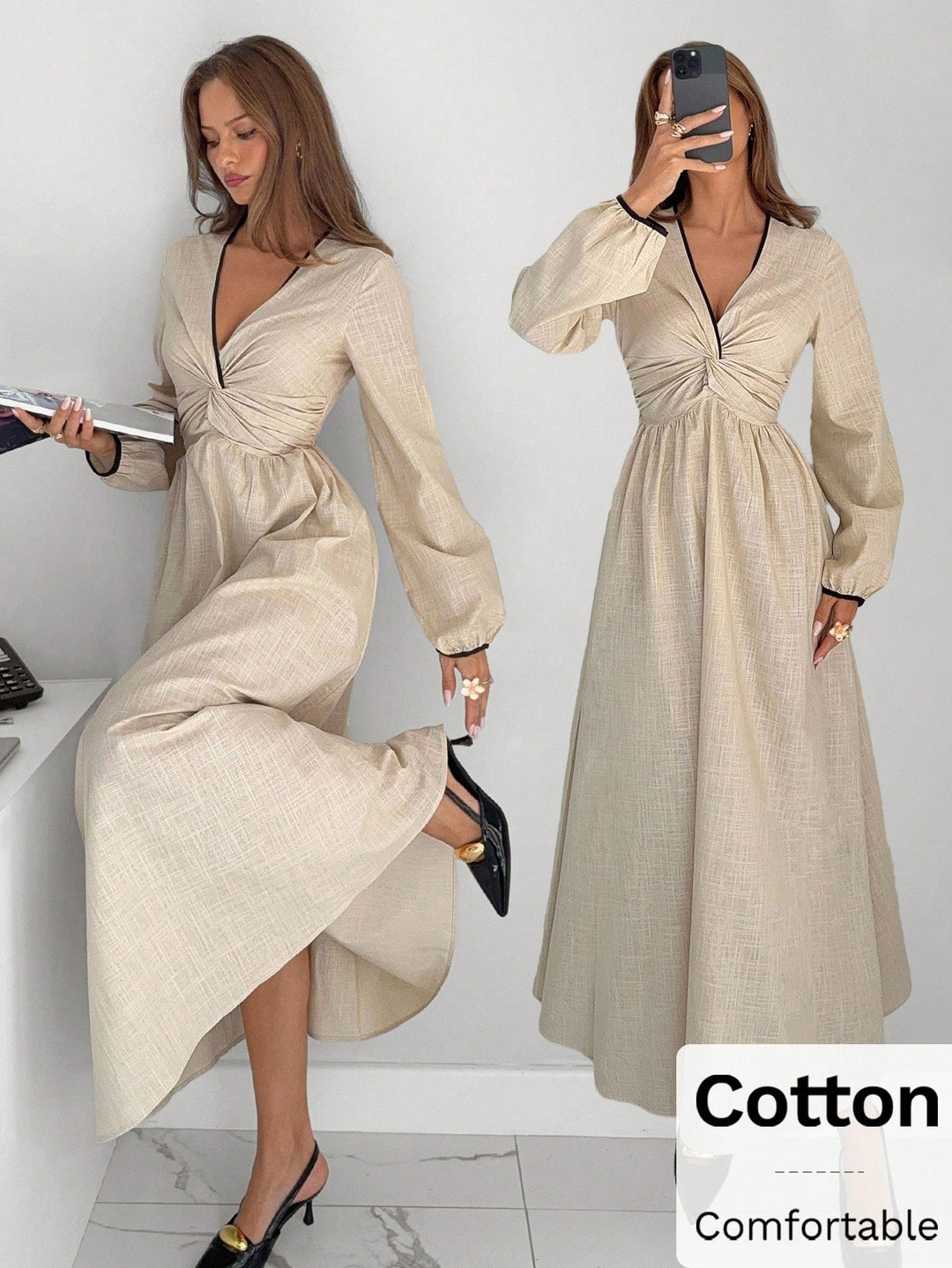 Rochie maxi SHEIN, bej