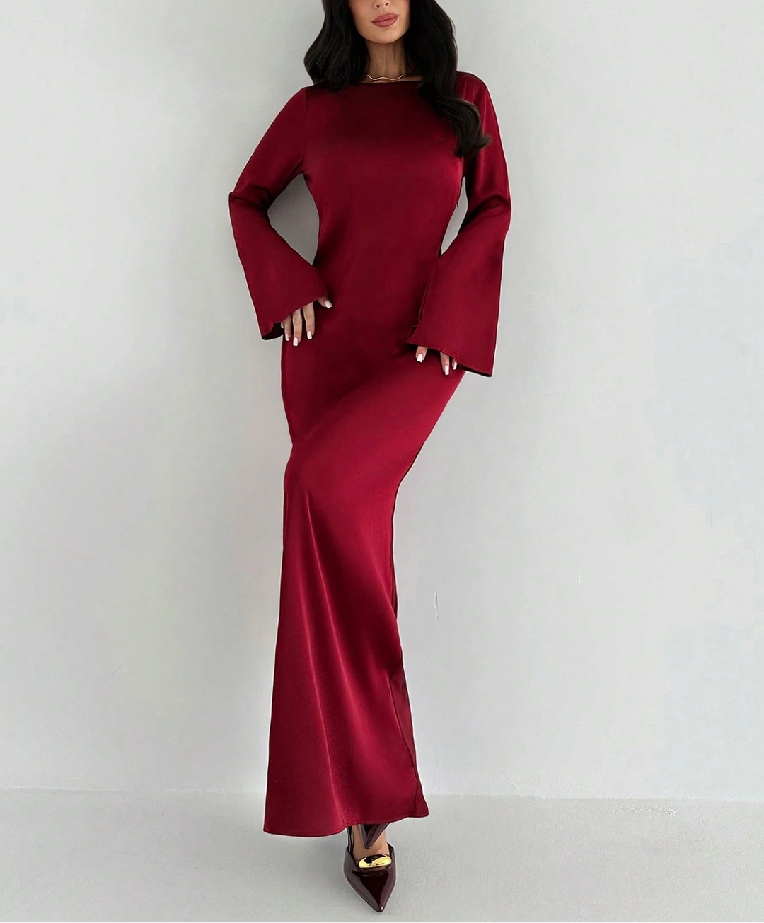 SHEIN maxi ruha, bordó
