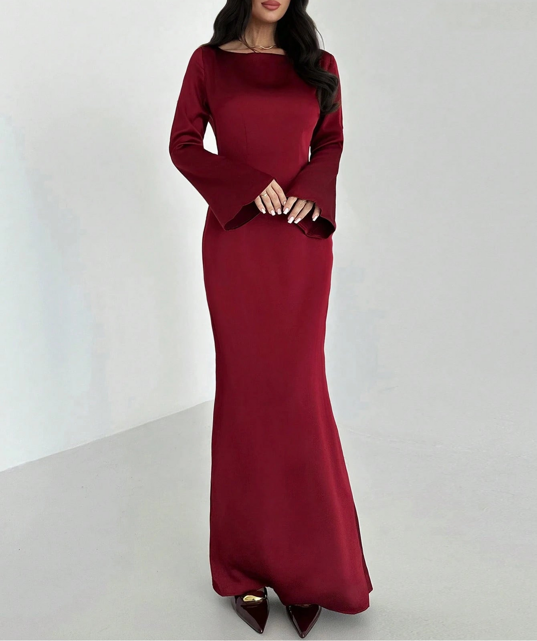 SHEIN maxi ruha, bordó