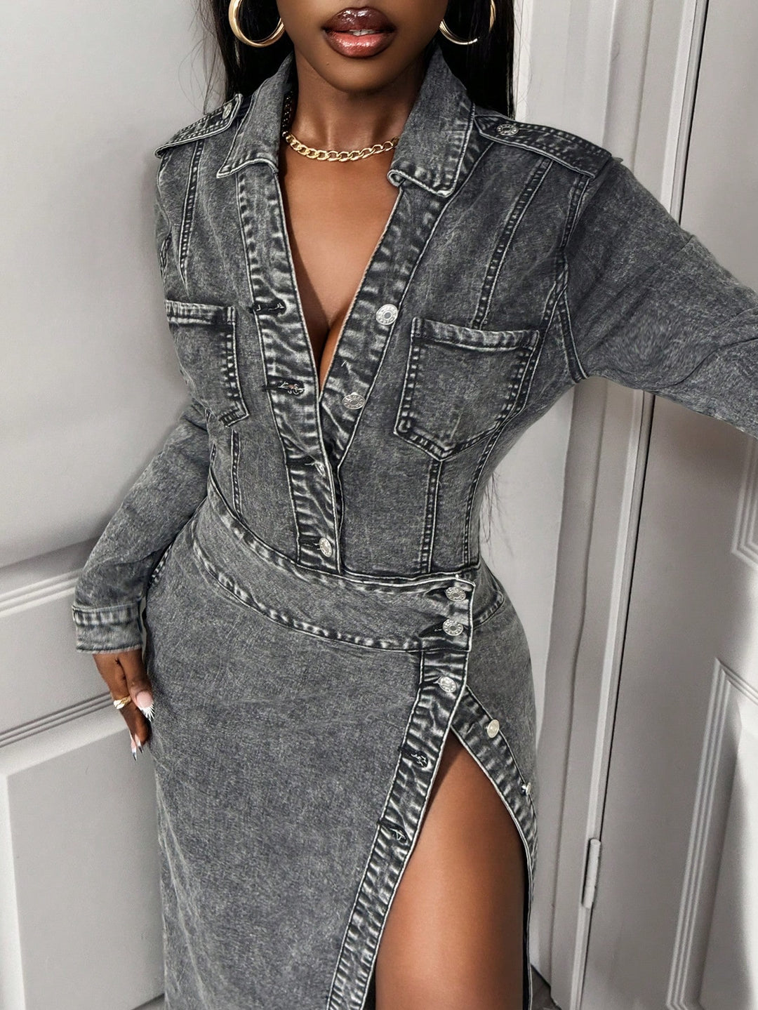 Rochie de blugi SHEIN, gri