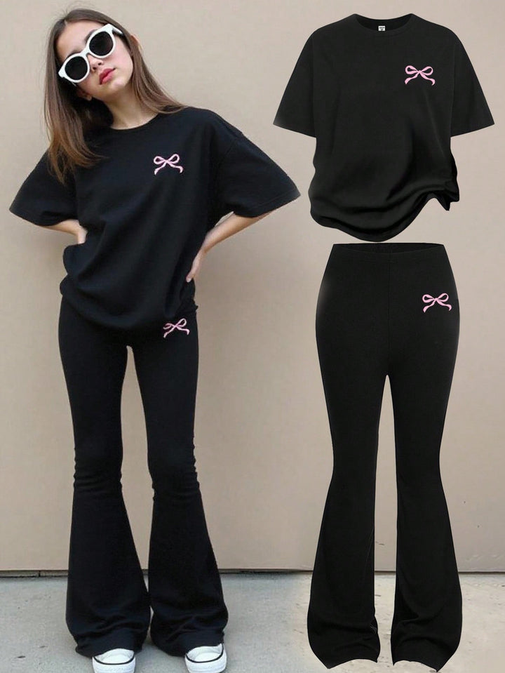 Set de tricou și pantaloni SHEIN, negru