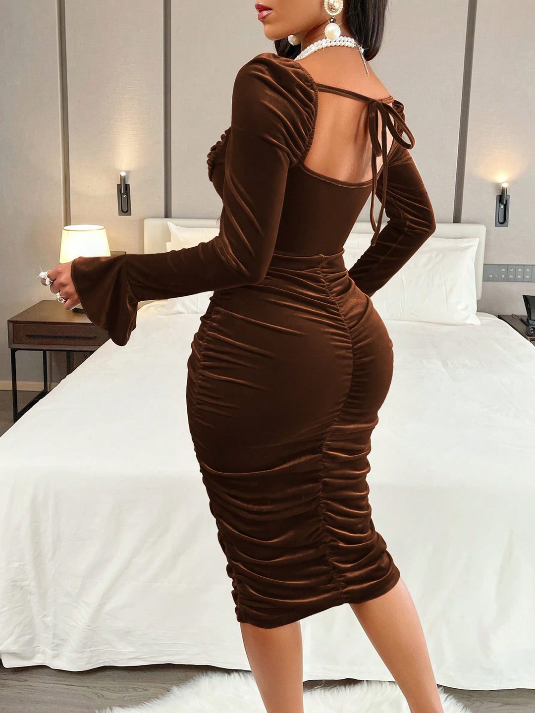Rochie midi SHEIN, maro