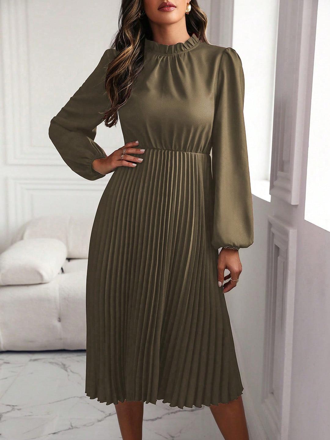 Rochie midi SHEIN, kaki