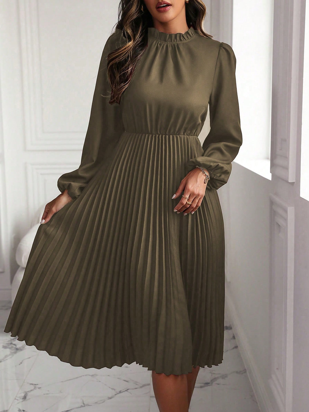 Rochie midi SHEIN, kaki