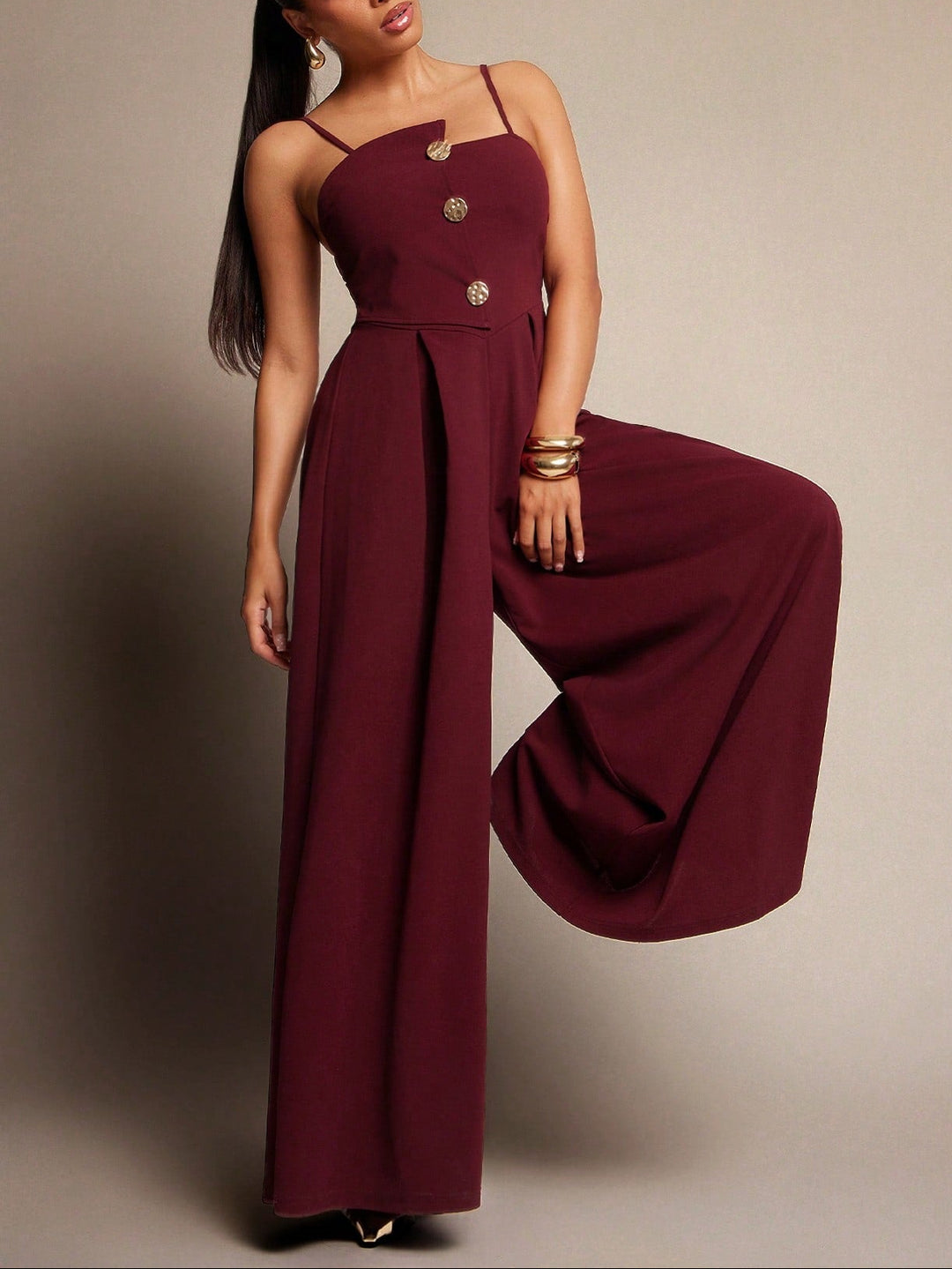 SHEIN hosszú jumpsuit, bordó