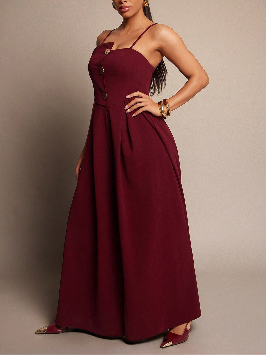 SHEIN hosszú jumpsuit, bordó