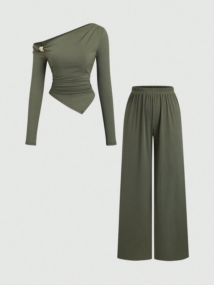 SHEIN nadrágkosztüm, khaki