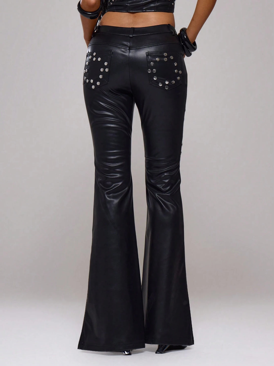Pantaloni imitație de piele SHEIN, negru