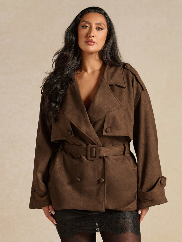 Trench scurt SHEIN, maro