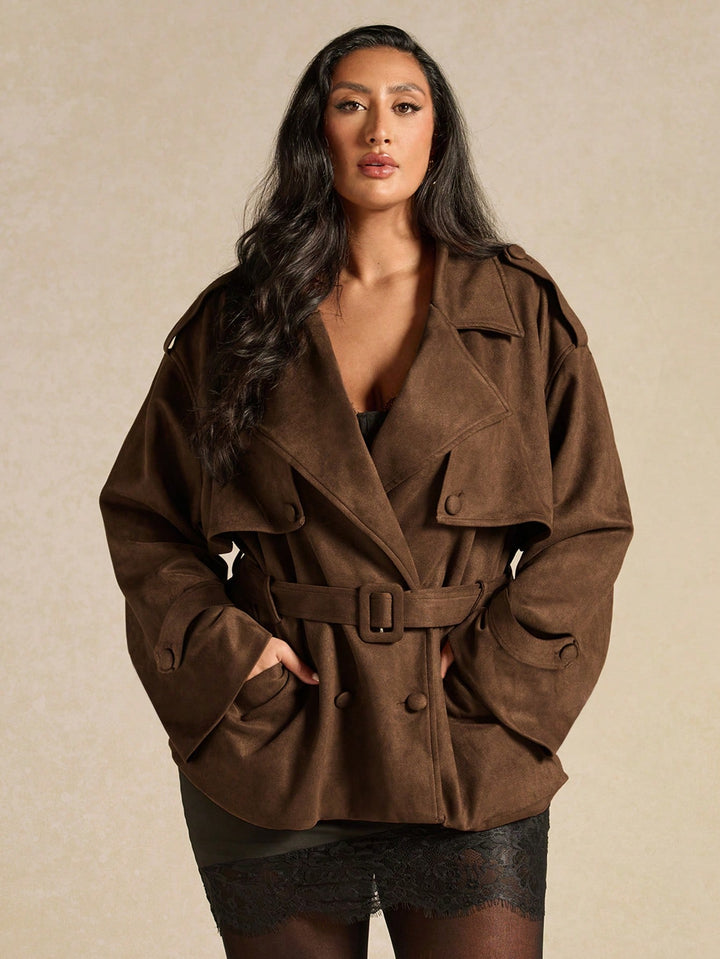 Trench scurt SHEIN, maro