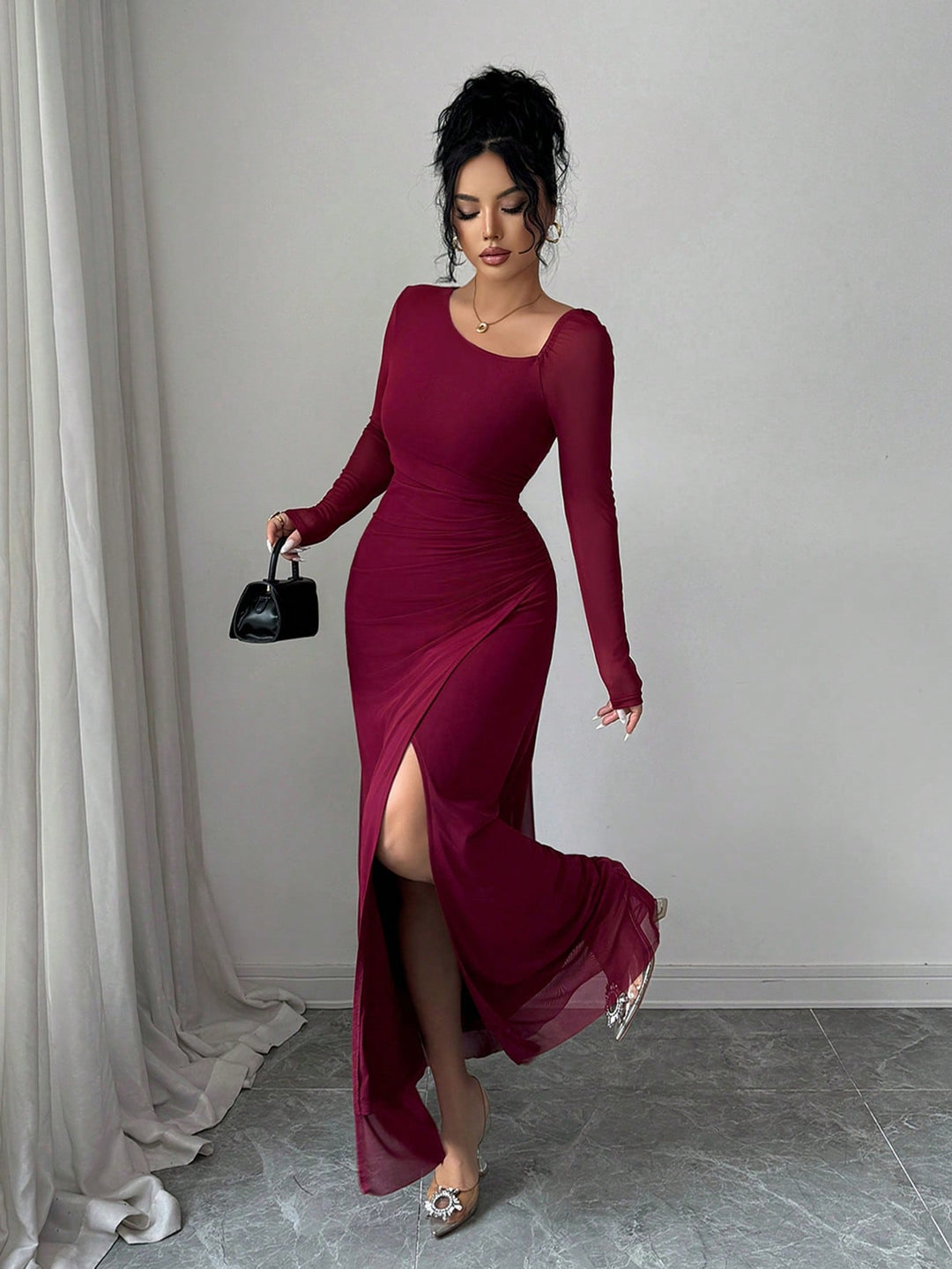 Rochie midi SHEIN, vișiniu
