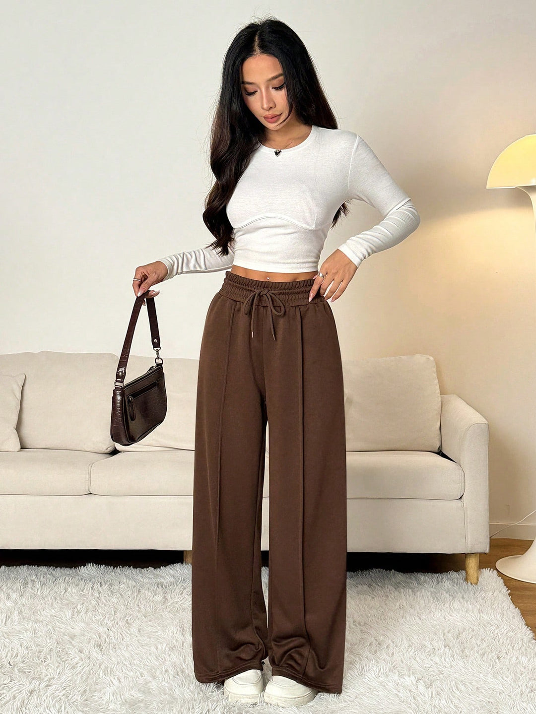 Pantaloni SHEIN, maro