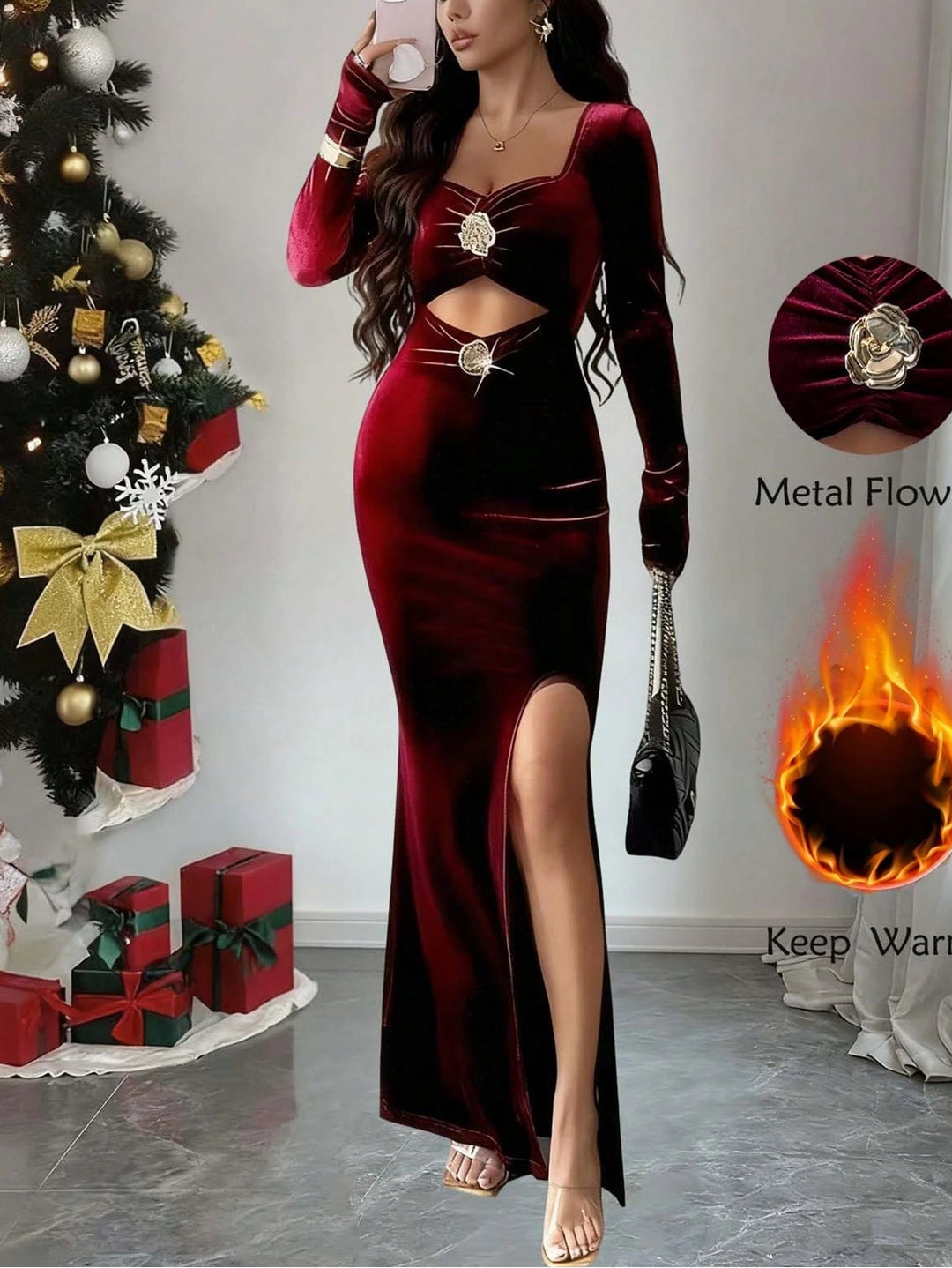 Rochie maxi Shein, vișiniu