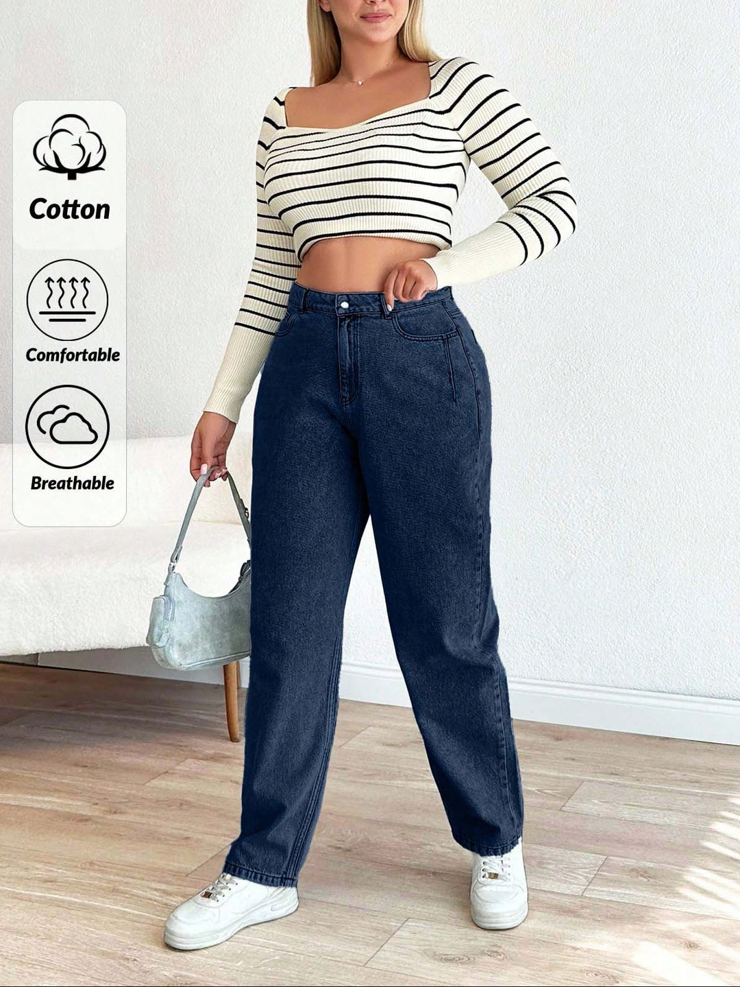 Jeans Shein Curve+, albastru