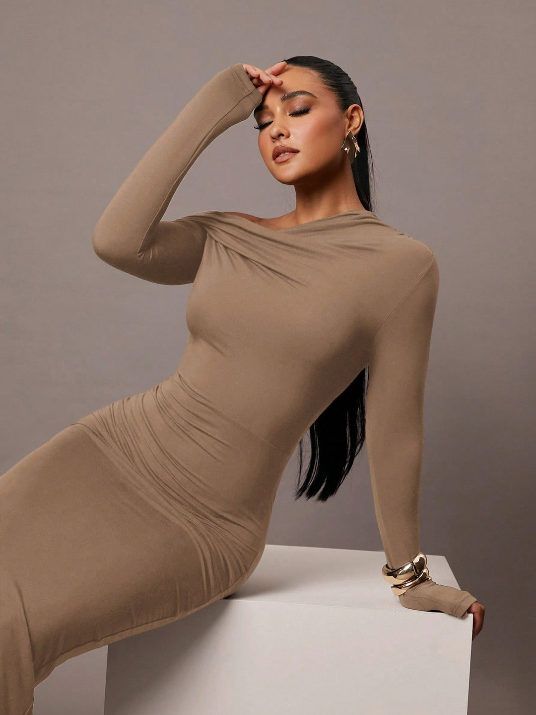 Rochie maxi SHEIN, bej