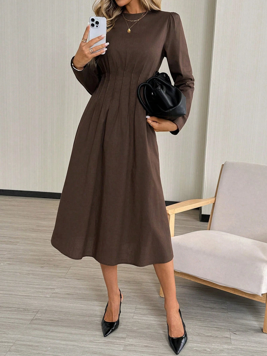 Rochie midi SHEIN, maro