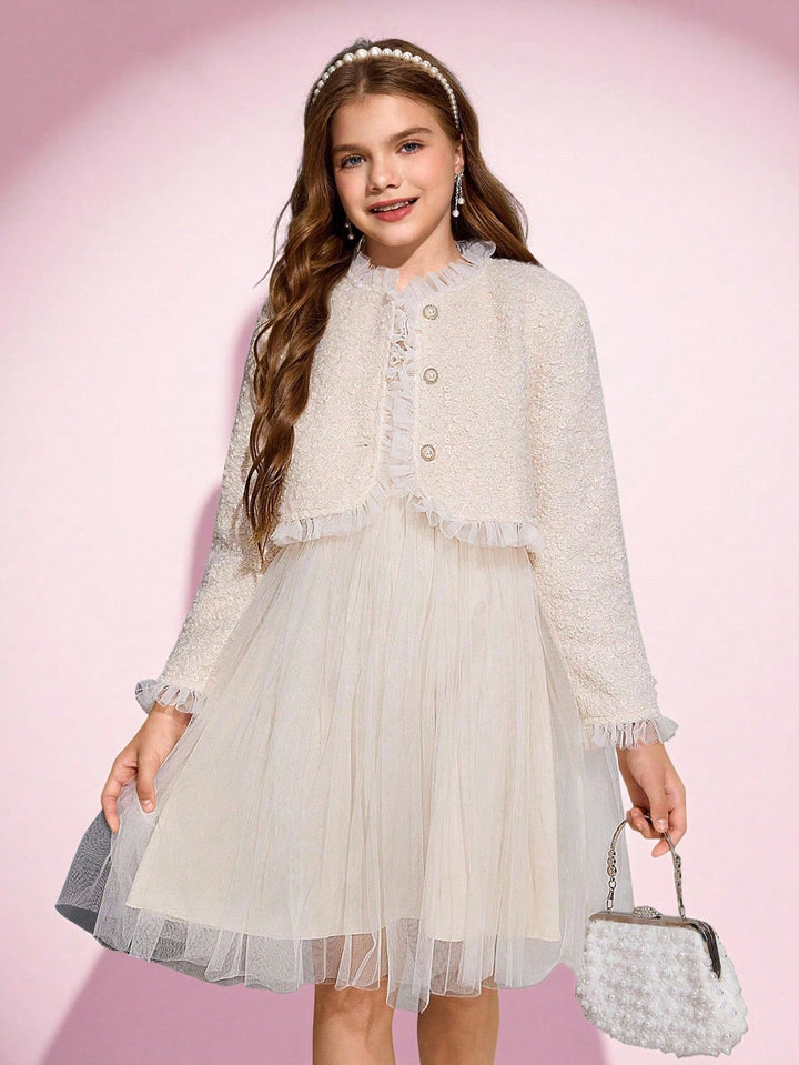 Set rochie și cardigan SHEIN, crem