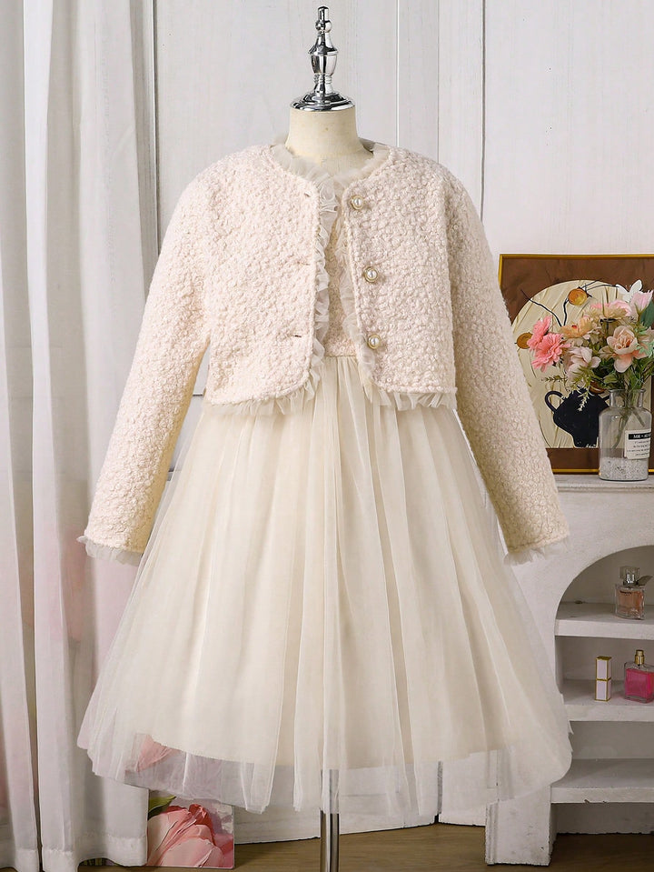 Set rochie și cardigan SHEIN, crem