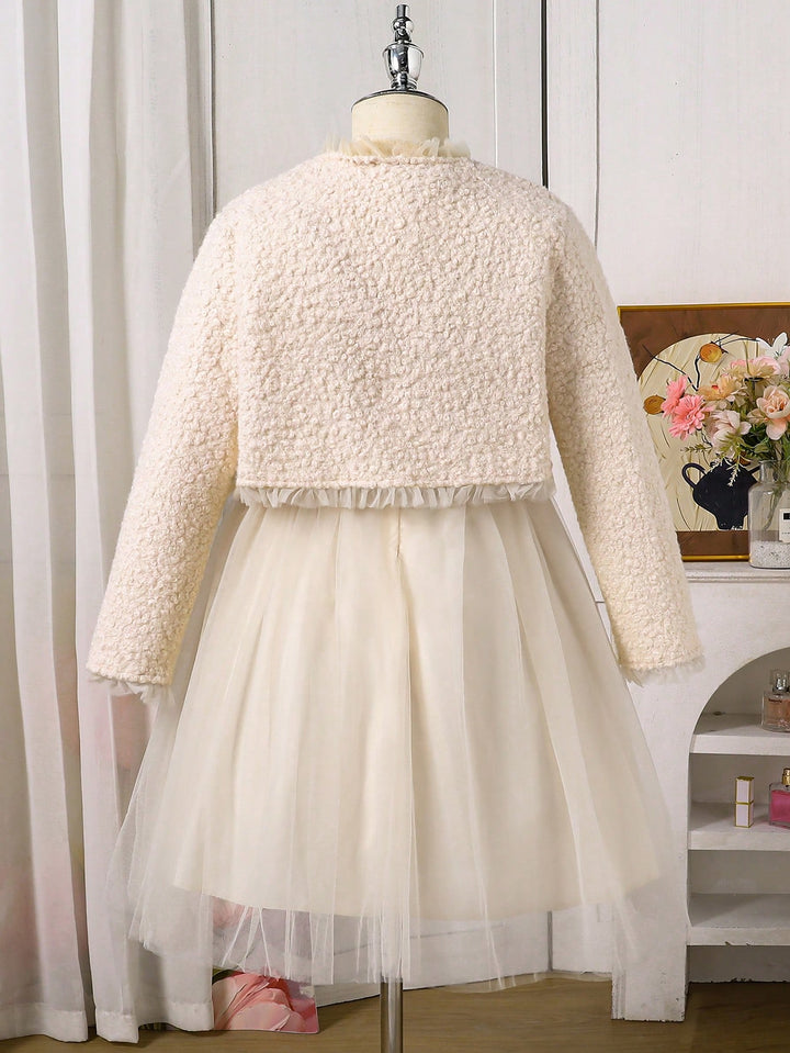 Set rochie și cardigan SHEIN, crem