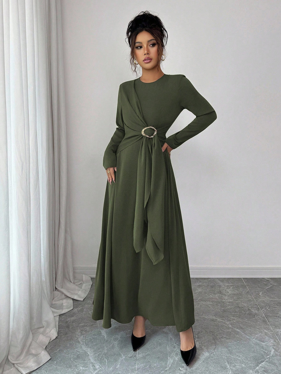 Rochie maxi SHEIN, kaki