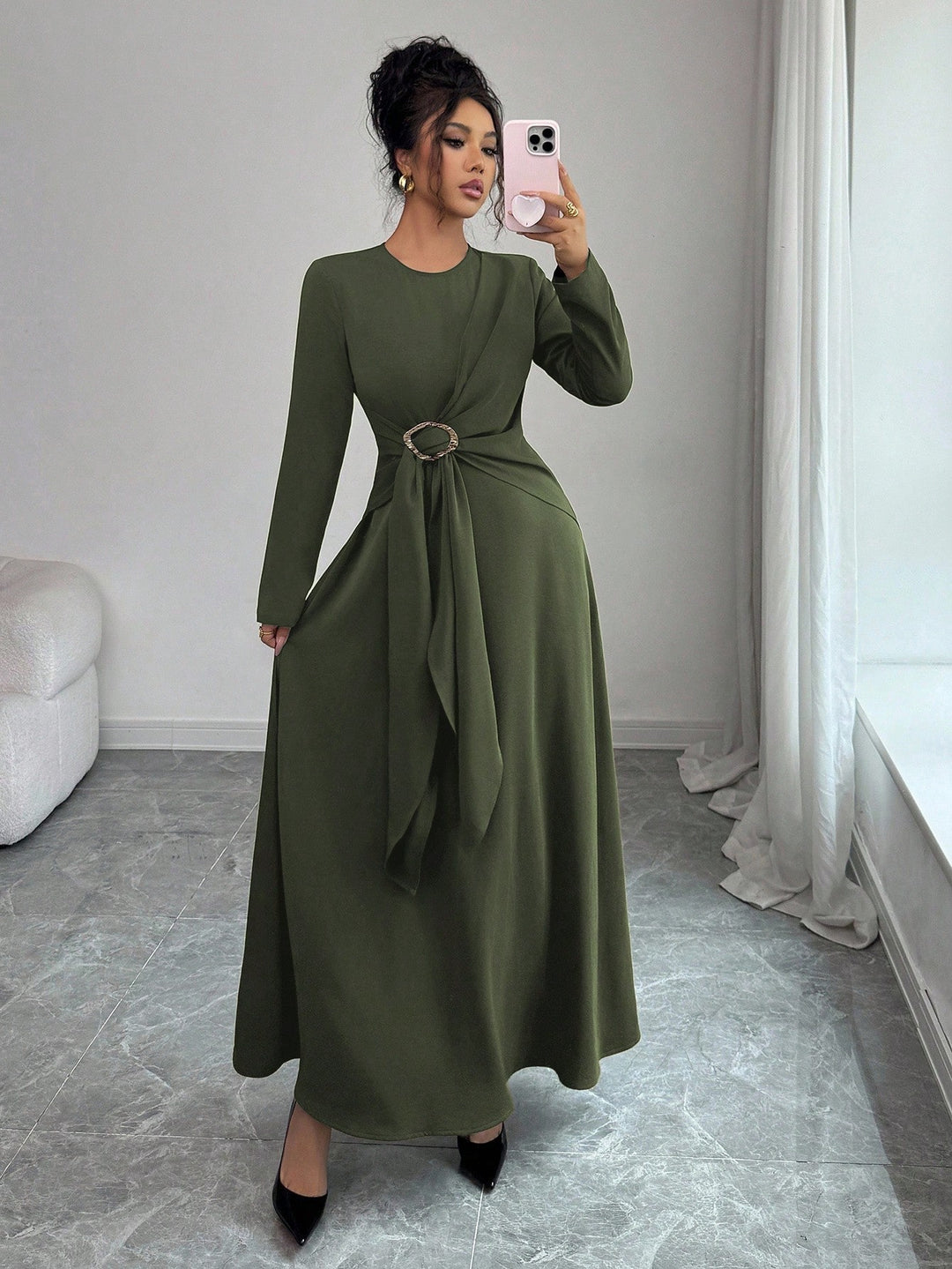 Rochie maxi SHEIN, kaki