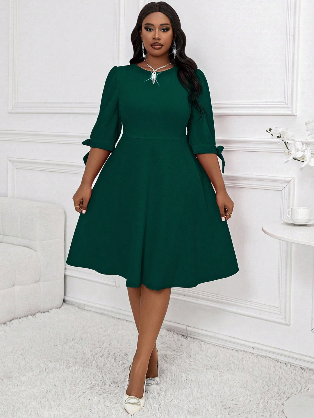 Rochie midi SHEIN, verde