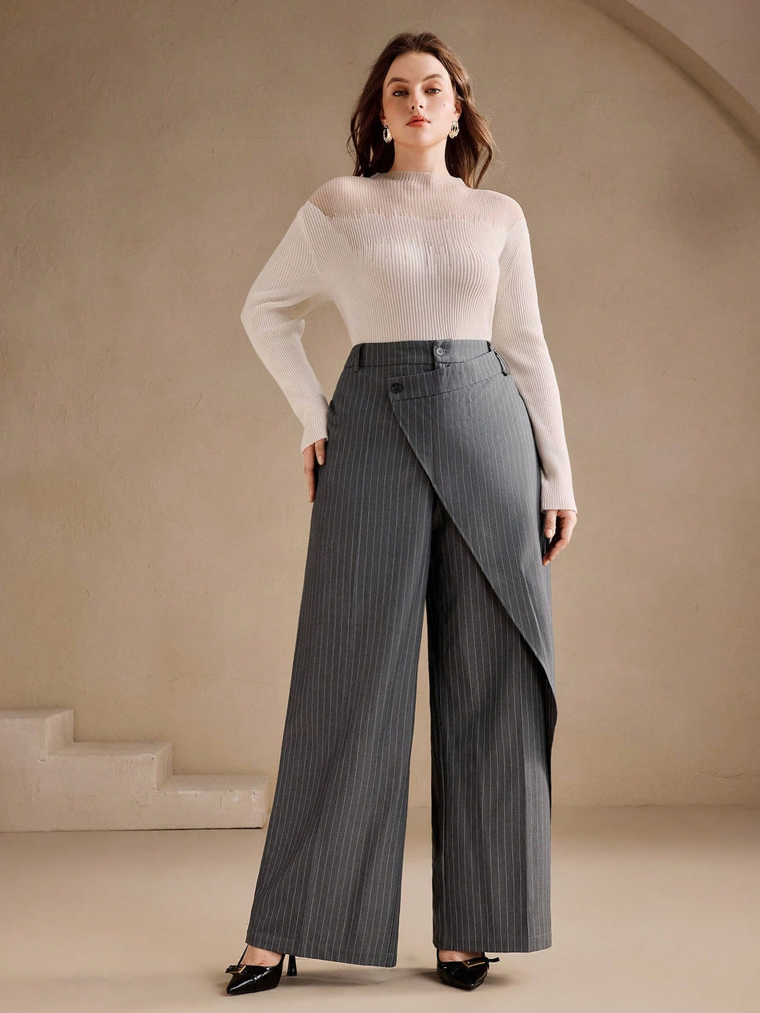 Pantalon de costum SHEIN, gri