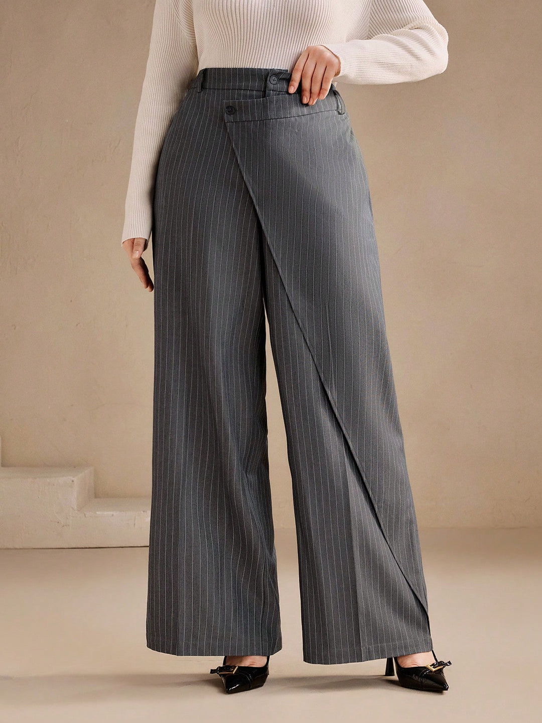 Pantalon de costum SHEIN, gri