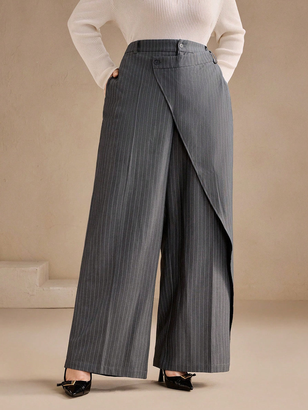 Pantalon de costum SHEIN, gri