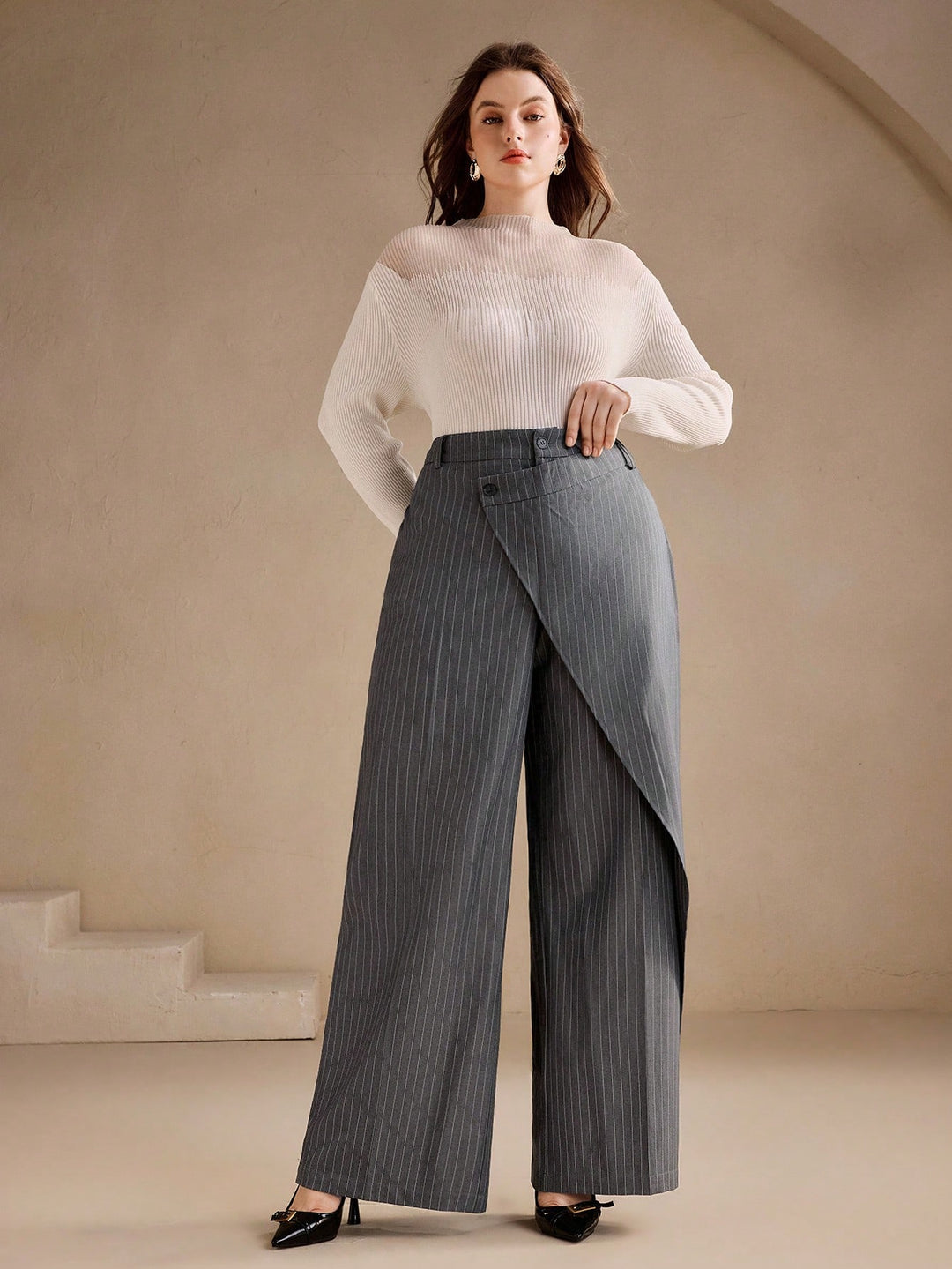 Pantalon de costum SHEIN, gri