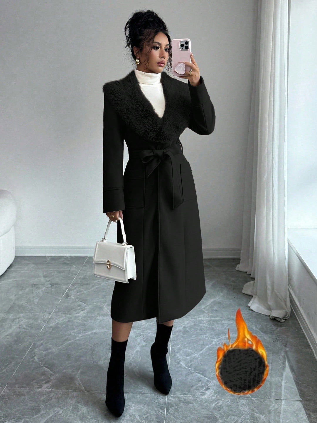 Palton lung SHEIN, negru
