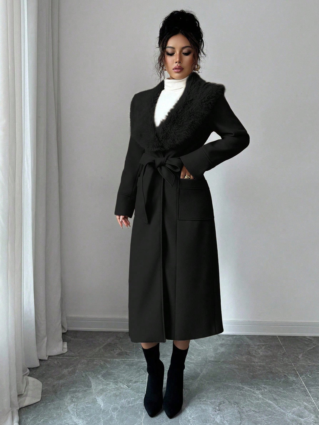 Palton lung SHEIN, negru