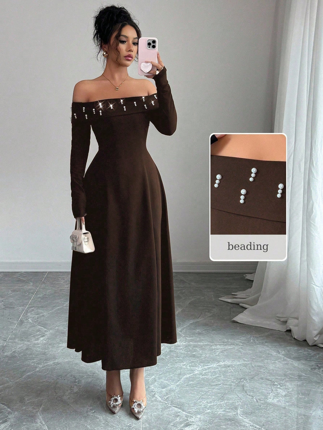 Rochie maxi SHEIN, maro