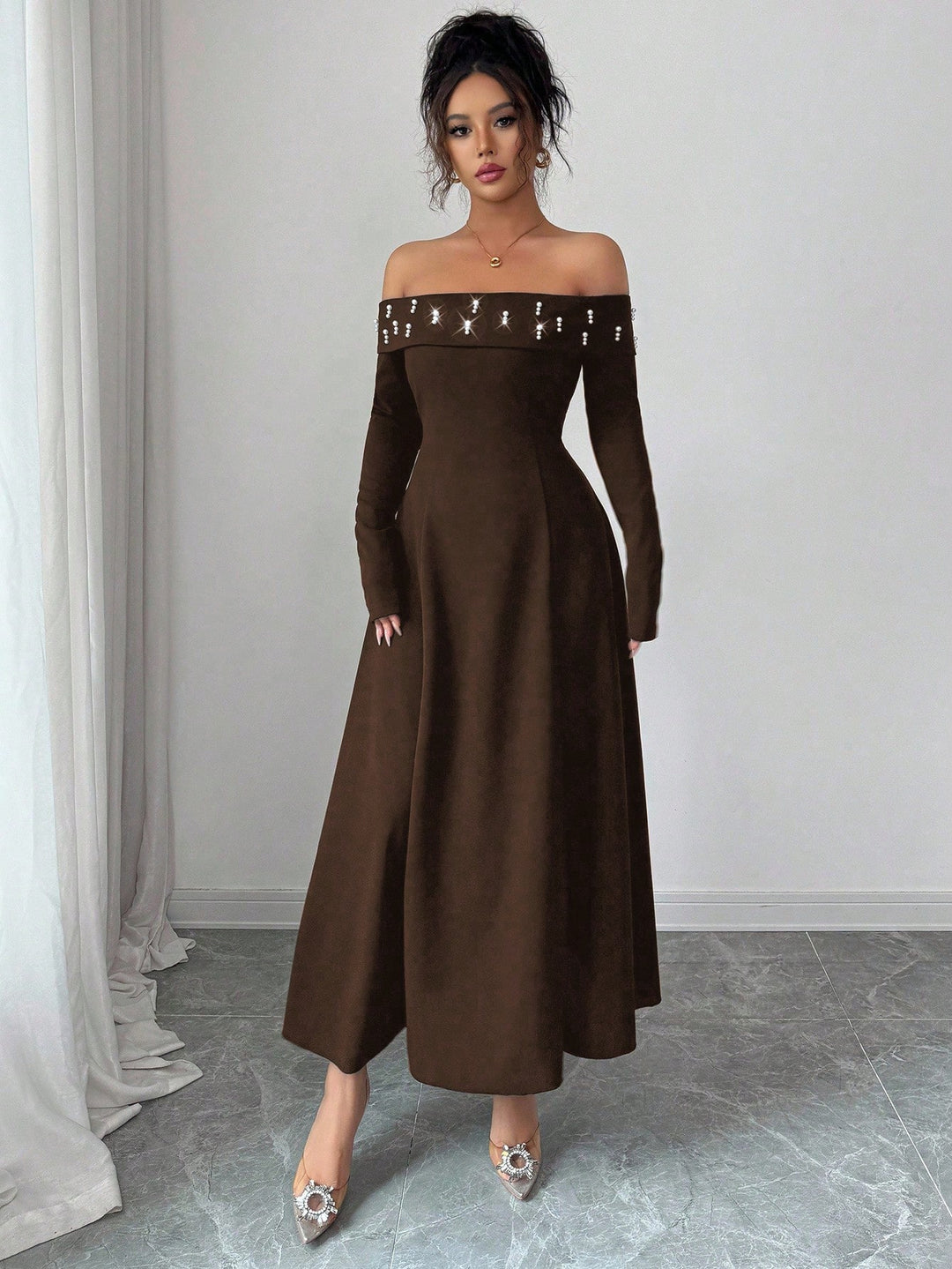 Rochie maxi SHEIN, maro