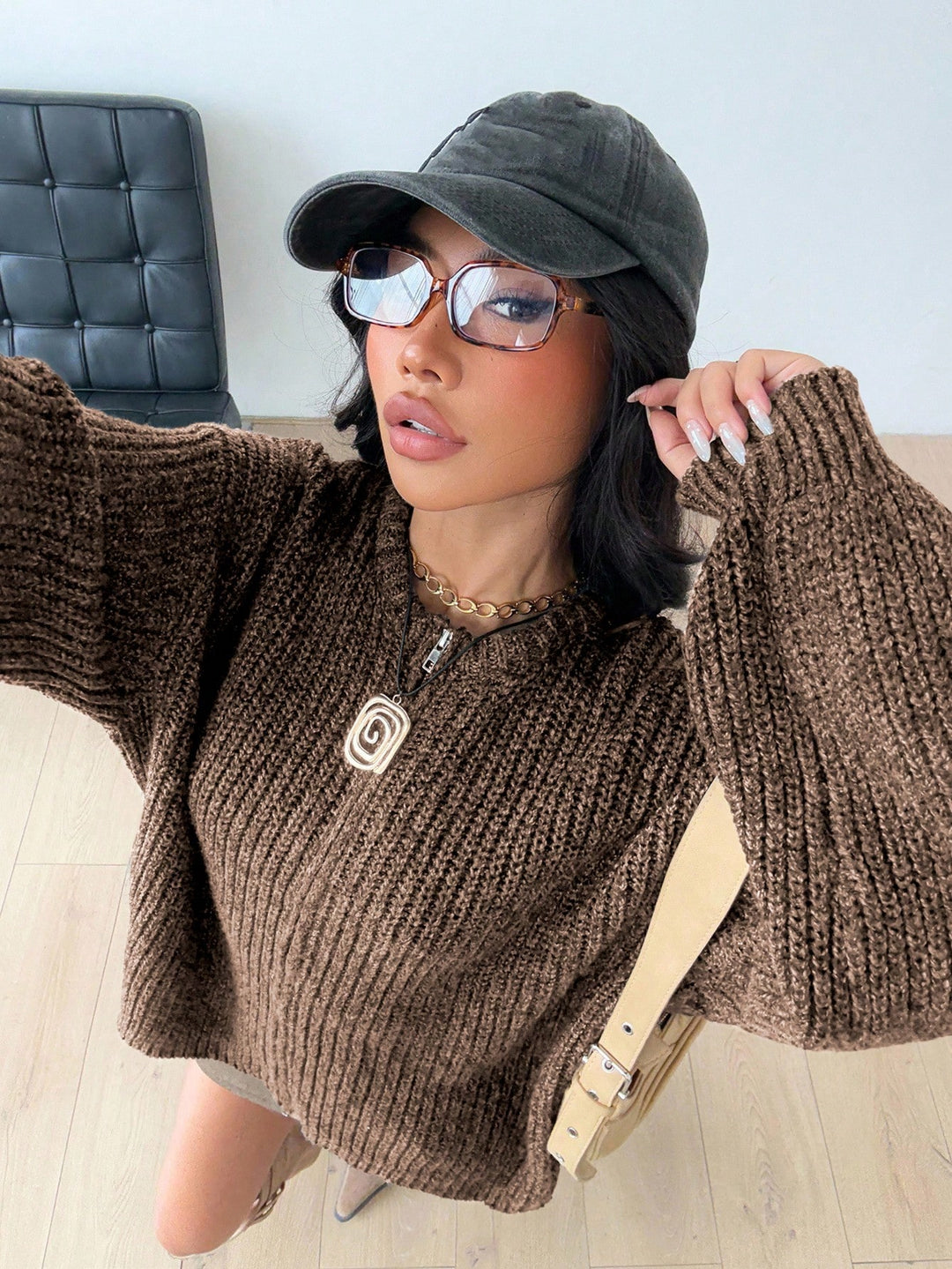 Cardigan SHEIN, maro