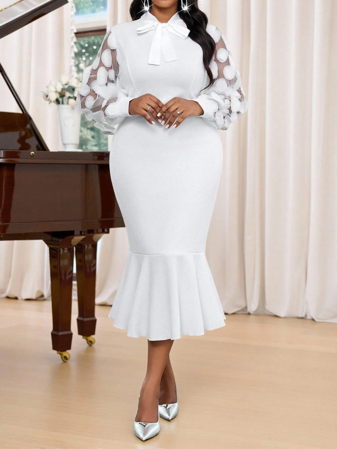Rochie maxi Shein Curve+, alb