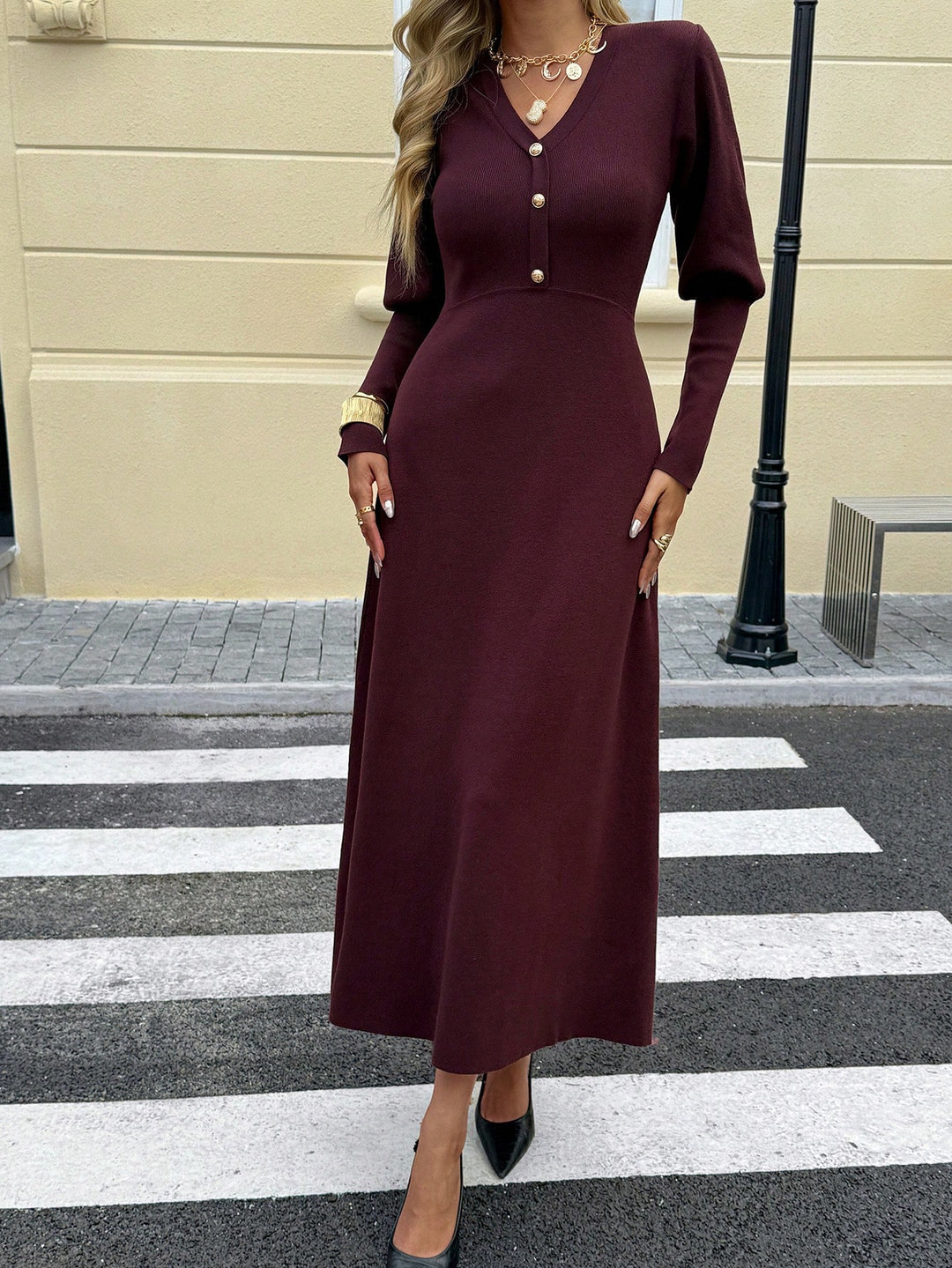 Rochie maxi SHEIN, vișiniu