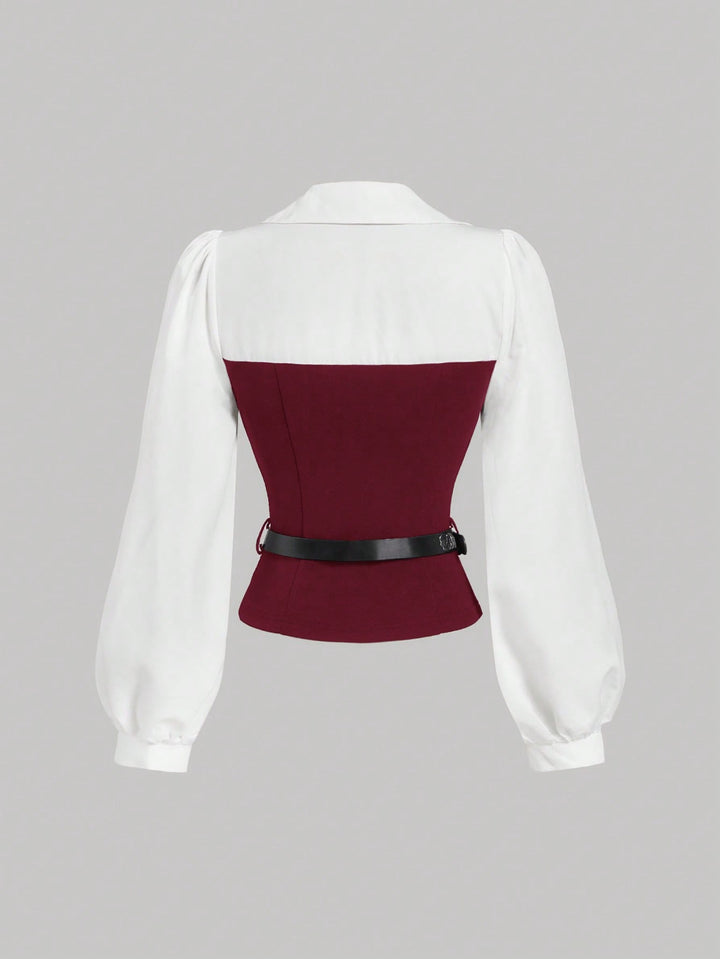 Cămașă elegantă SHEIN, vișiniu